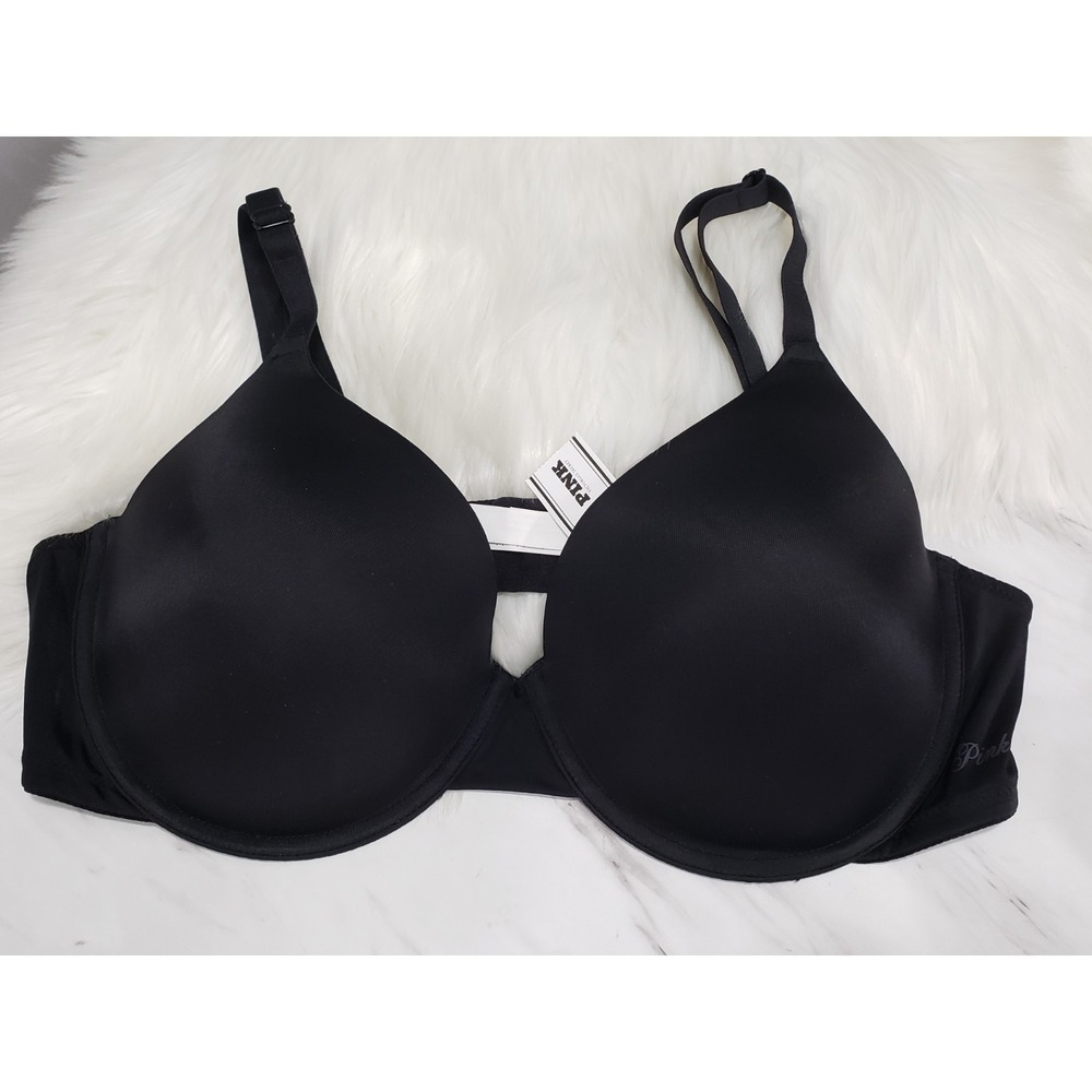NEW 42C PINK VICTORIA'S SECRET WEAR EVERYWHERE T-SHIRT LIGHTLY LINED BRA BLACK‎